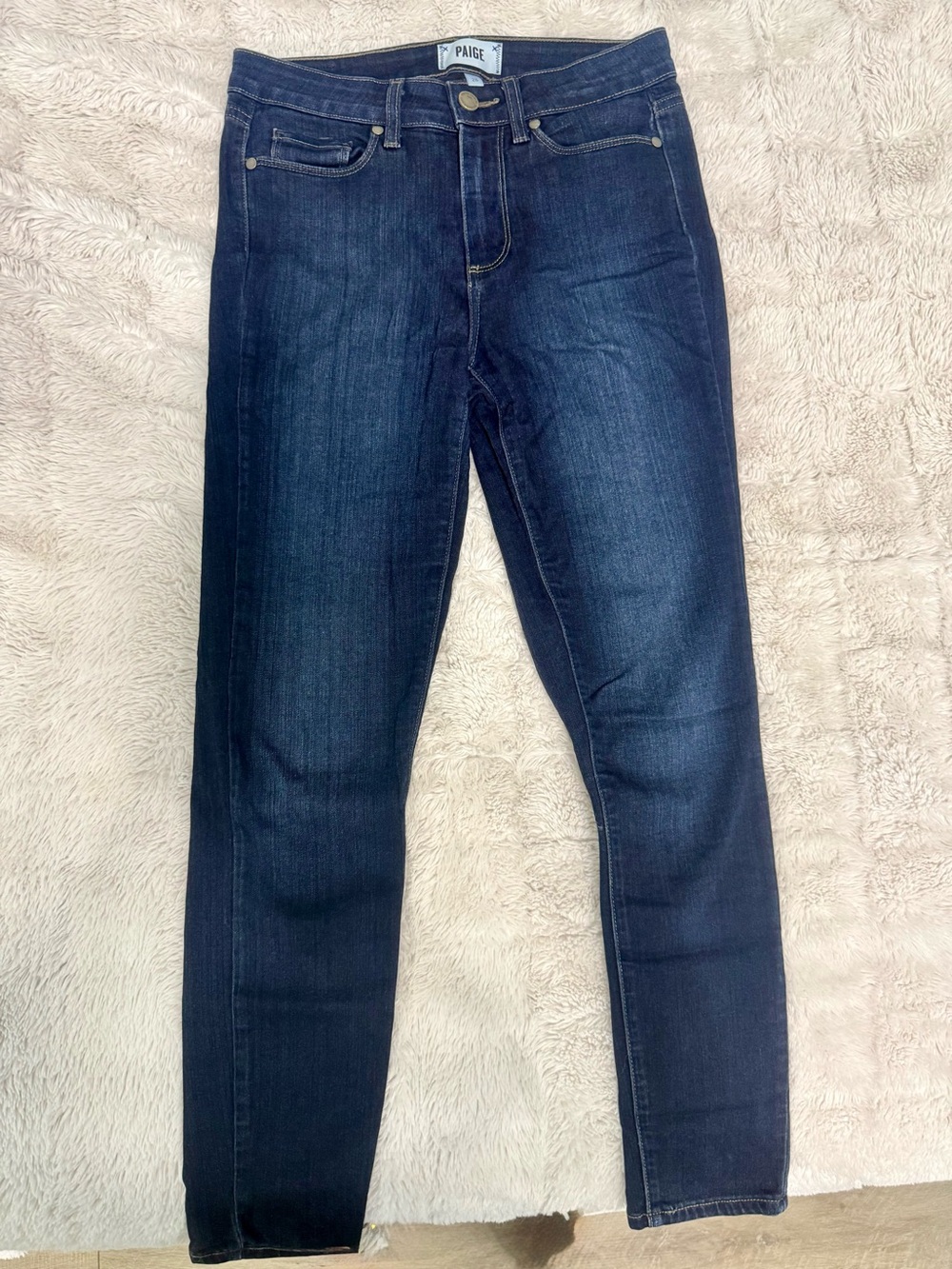PAIGE Dark Indigo Straight Leg Jeans
